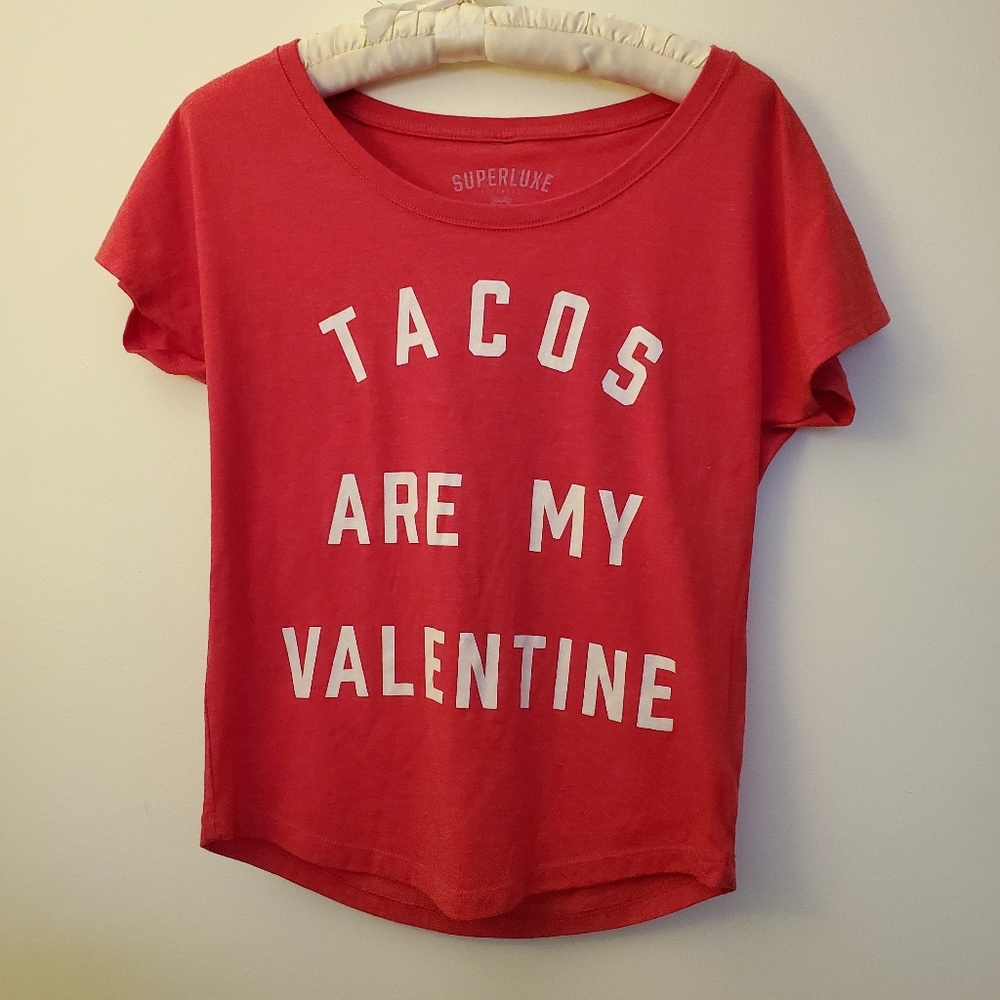 Tacos Are My Valentine Red Graphic T-Shirt